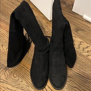 Unisa Black Over-the-Knee Suede Boots